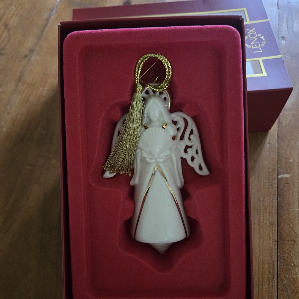 Lenox Ivory Angel Ornament with Gold Accents
